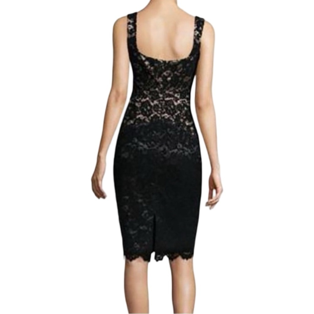 Black Halo Black Lace Sheath Dress Black Womens Size 4 Gala Party Work Event - Picture 4 of 8
